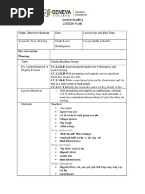 guided reading lesson plan