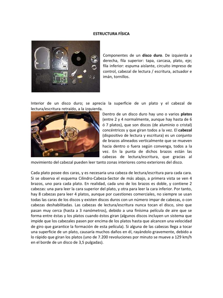 Partes internas del disco duro | PDF | Disco duro | Datos de computadora