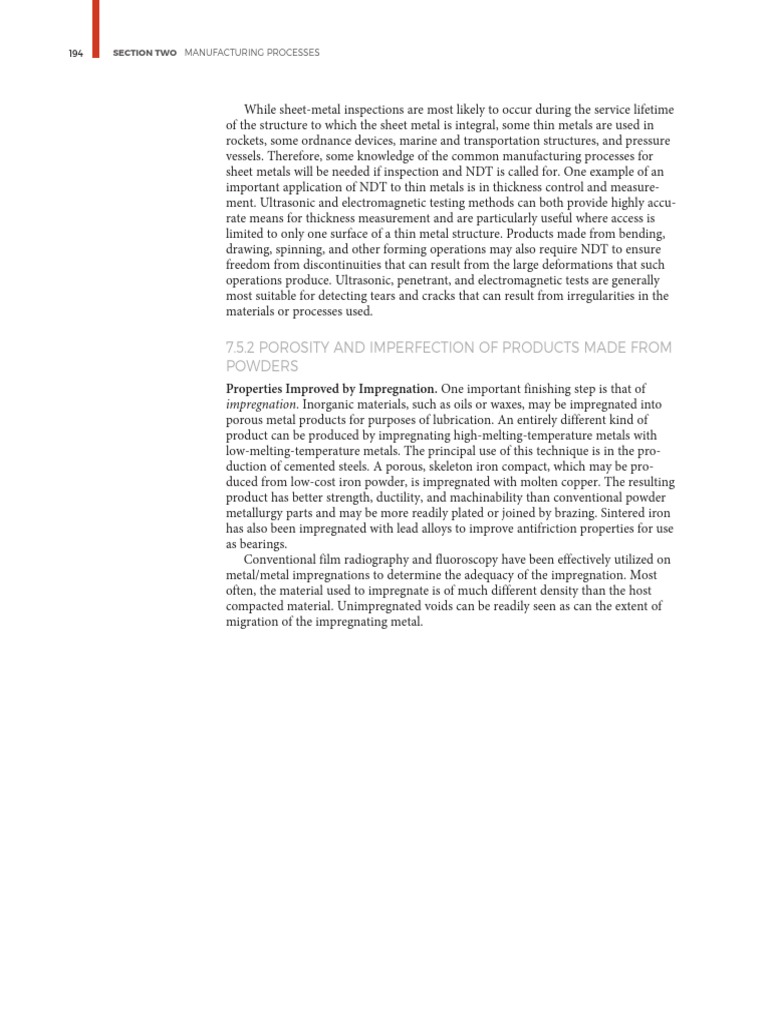 7.5.2 Porosity and Imperfection of Products Made From Powders