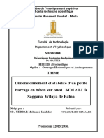 Dimensionnement Et Stabilité D'un Petite Barrage en Béton Sur Oued SIDI ALI À Saggana Wilaya de Batna