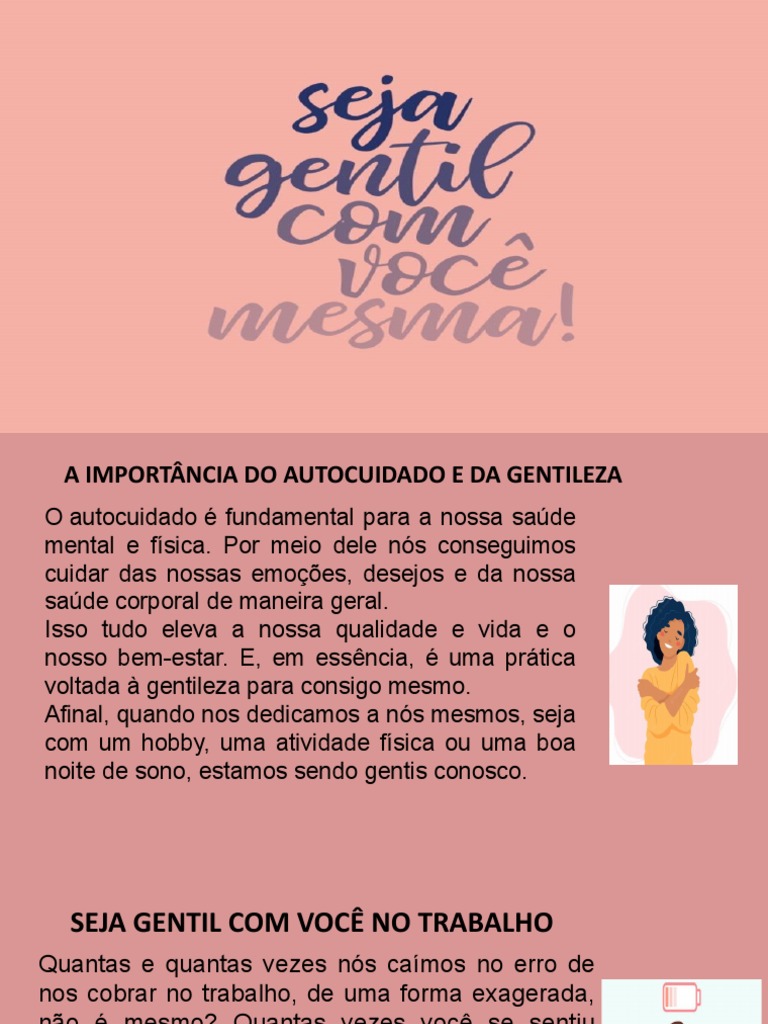 Seja Gentil Com Você Slides | PDF | Amor | Autoestima