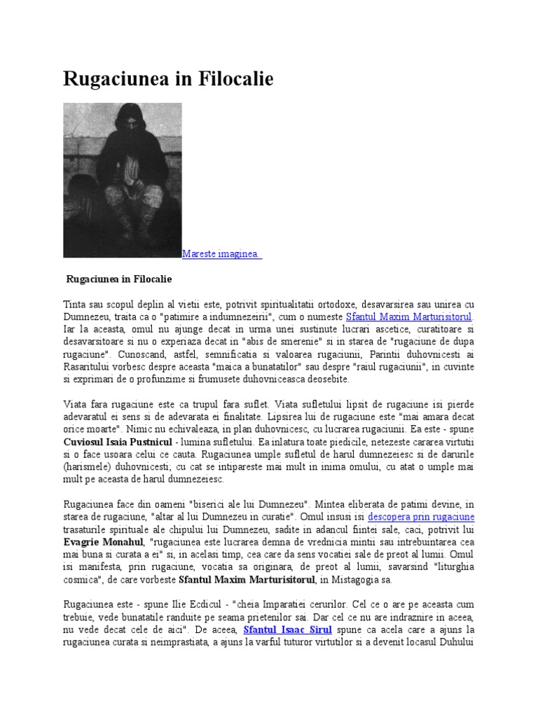 Rugaciunea in Filocalie | PDF