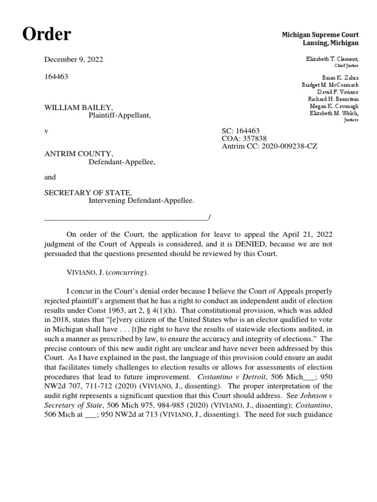 William Bailey V Antrim County Download Free PDF Federal Government