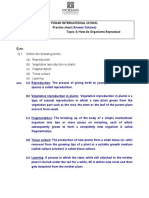 Podar International School Practice Sheet STD: X Topic: 8 - How Do Organisms Reproduce Subject: Biology