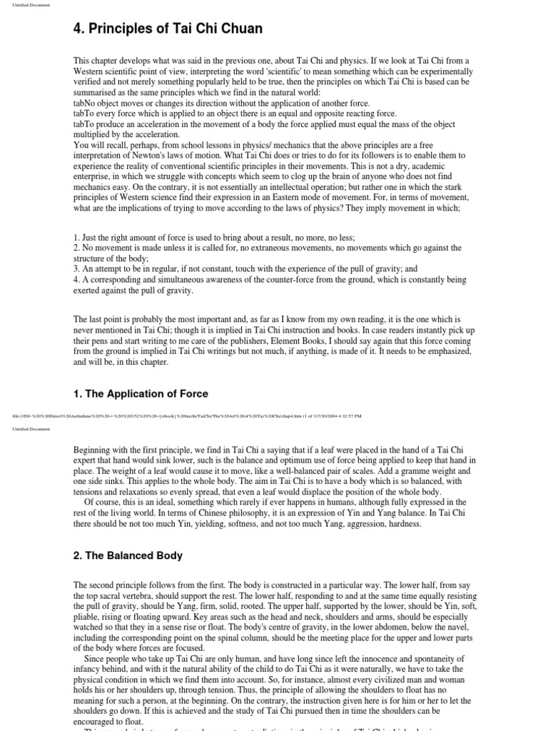 4 Principles of Tai Chi Chuan | PDF | Tai Chi | Yin And Yang