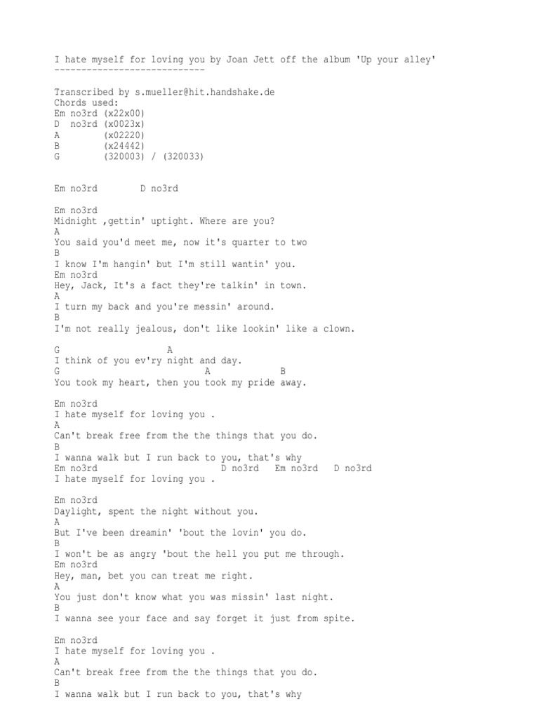 I Hate Myself For Loving U Chords