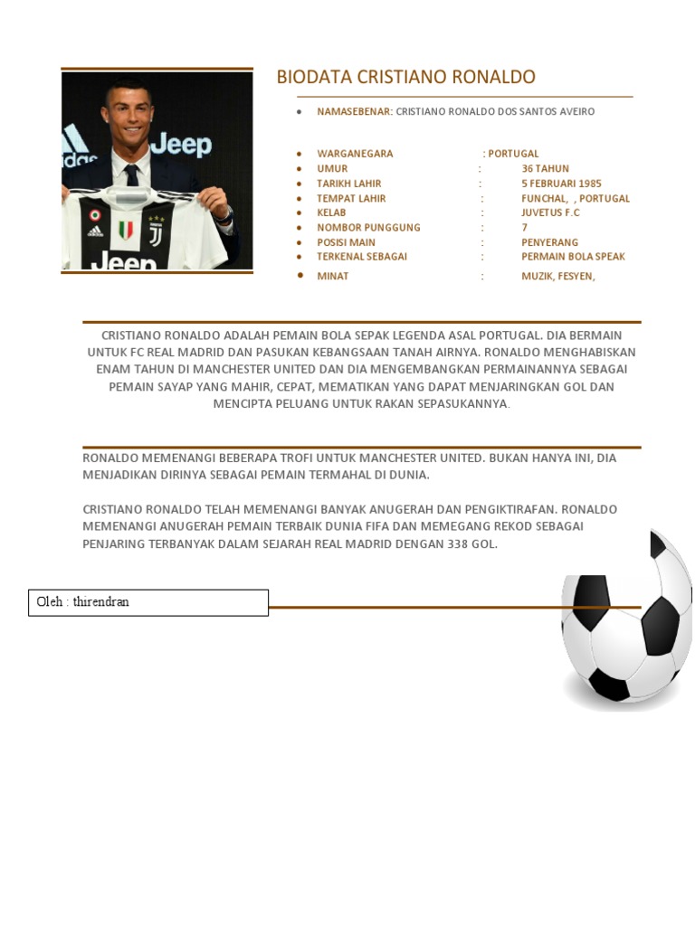 Biodata Lengkap Cristiano Ronaldo | PDF