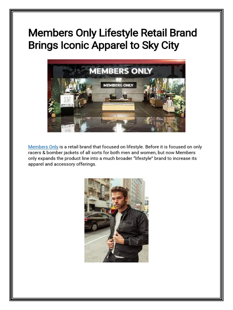 Members Only Lifestyle Retail Brand Brings Iconic Apparel To Sky City