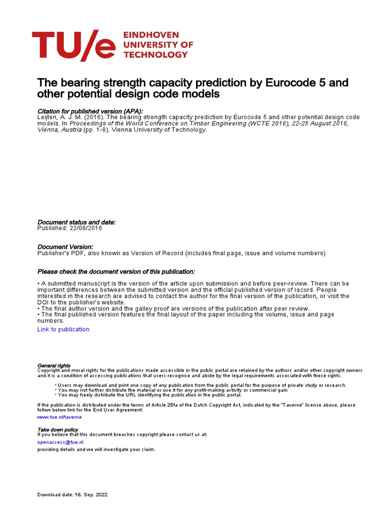 The Bearing Strength Capacity Prediction by Eurocode 5 and Other ...