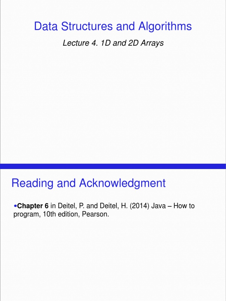 4 - 1D, 2D Arrays | Download Free PDF | Array Data Type | Array Data ...