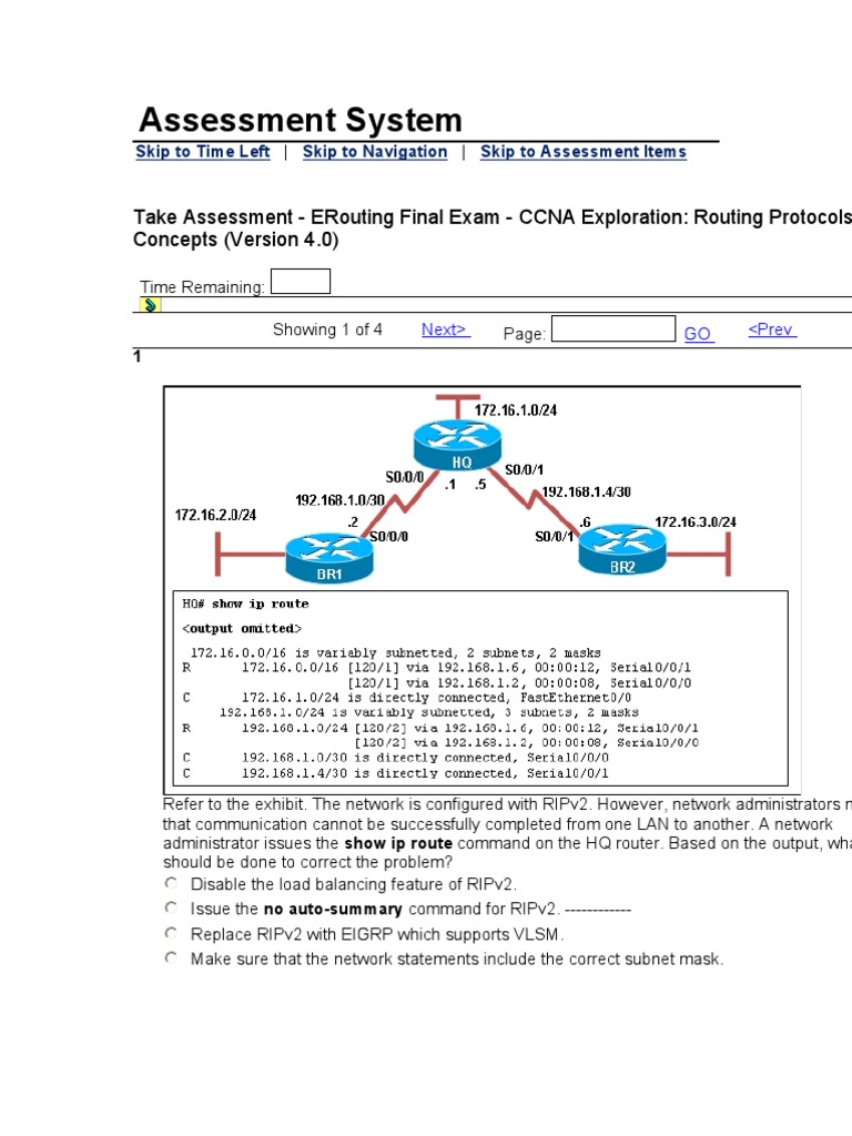 CCNA 2 Final Exam Taken | PDF | Routing | Router (Computing)