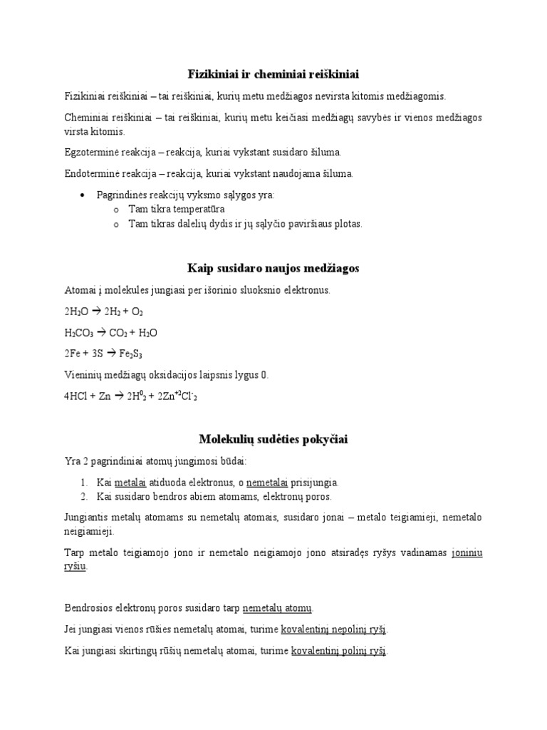 Cheminis Medžiagų Kitimas | PDF