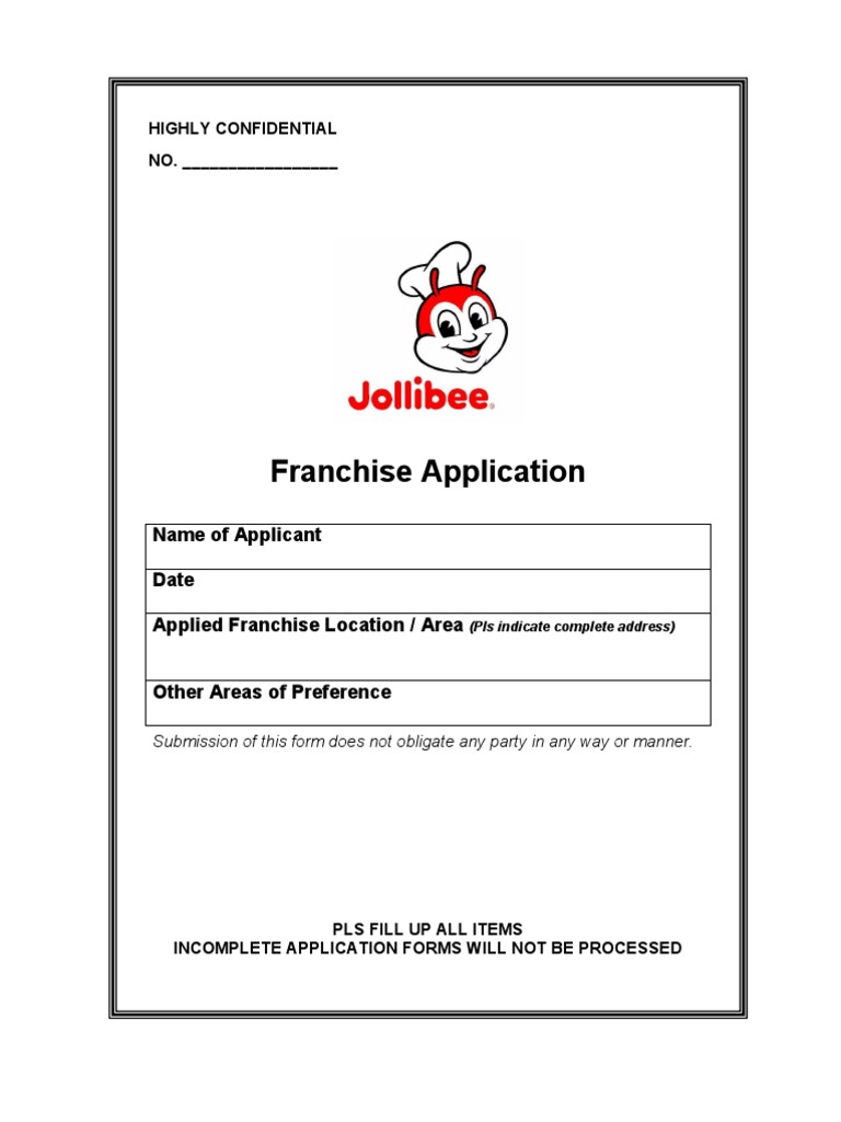 Jollibee Form | PDF | Franchising | Employment