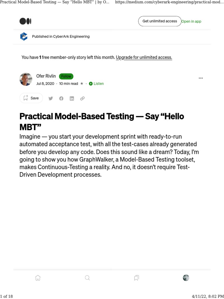 Practical ModelBased Testing Say "Hello MBT" by Ofer Rivlin