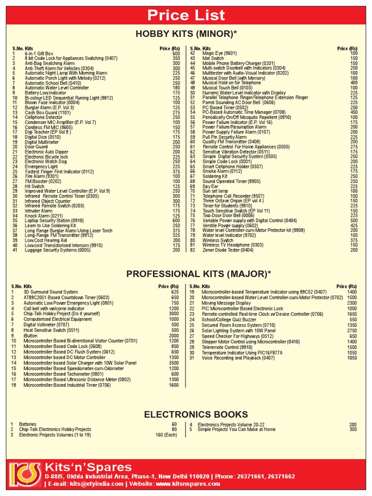 Kits N'spares PDF Security Alarm Electrical Engineering