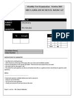 Year 10 - Chemistry - Monthly Test - October 2021