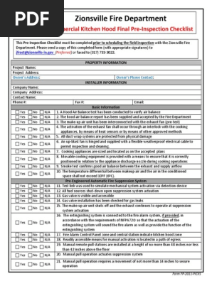 Commercial Kitchen Inspection Checklist