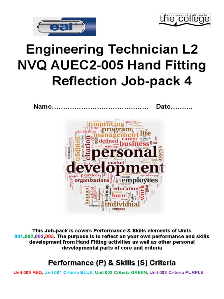 L2 Machinist Tech NVQ AUEC2 005 Hand Fitting Reflection Job Pack 4 ...