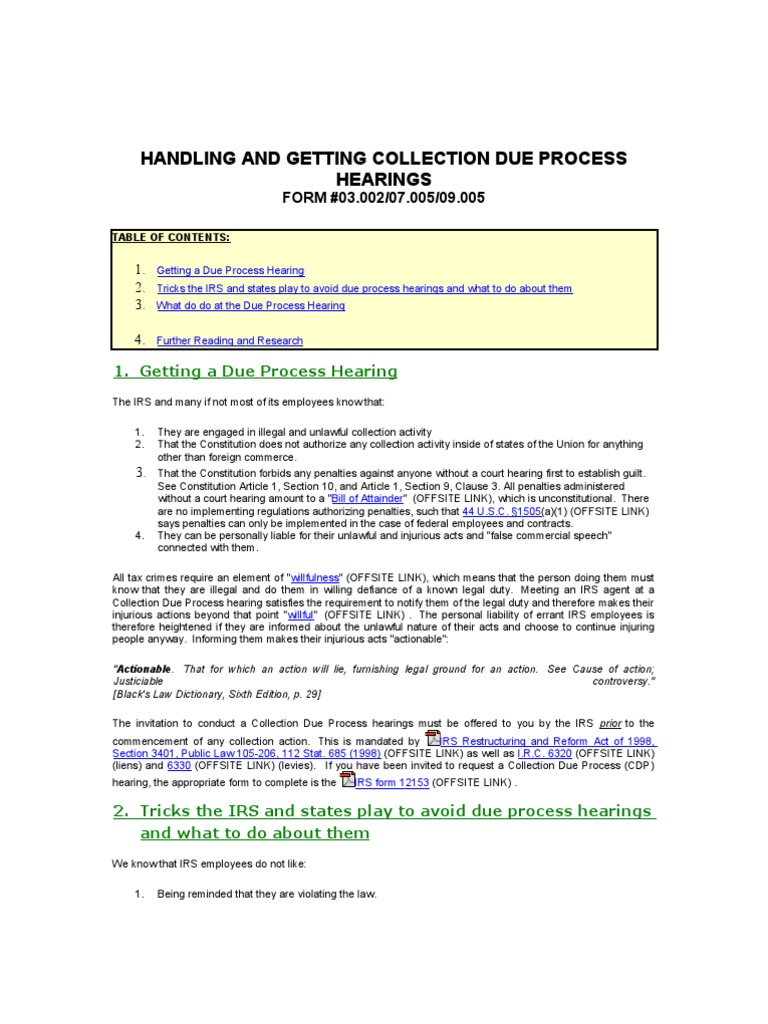 Requesting IRS Collection Due Process | PDF | Internal Revenue Service ...