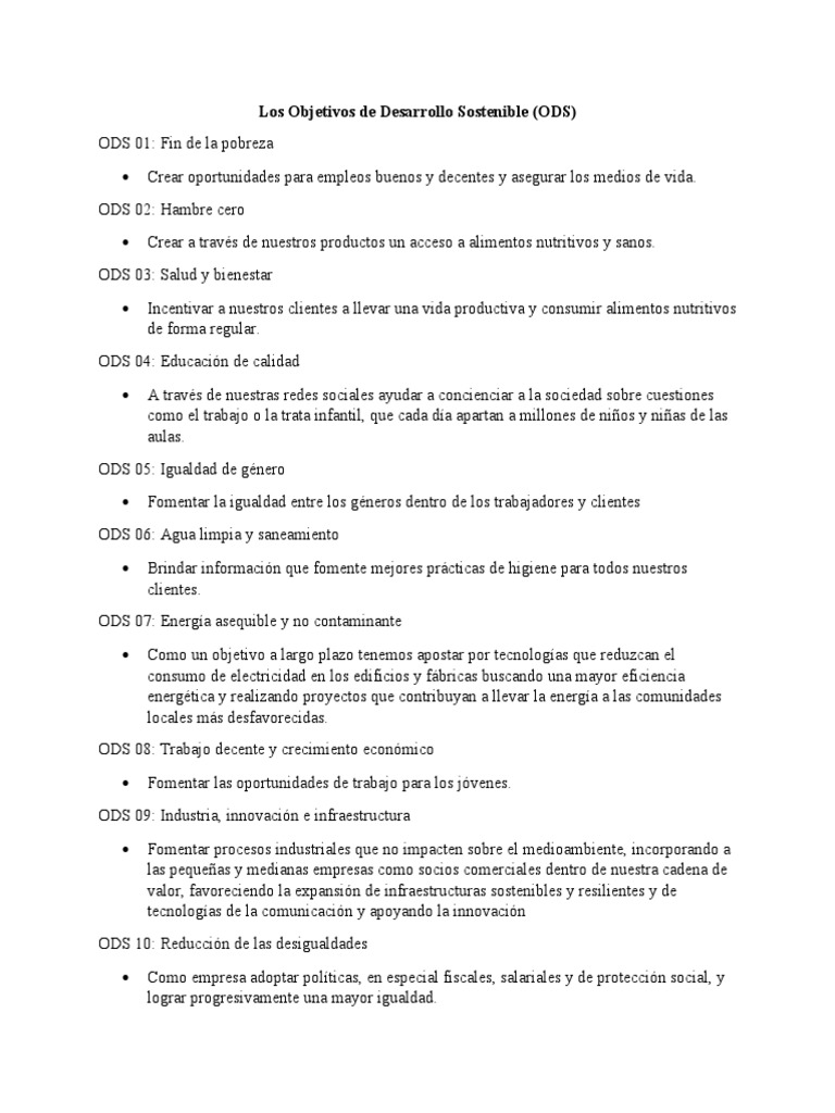 Resumen de los ODS: Agenda 2030 | PDF | Sustentabilidad | Economias