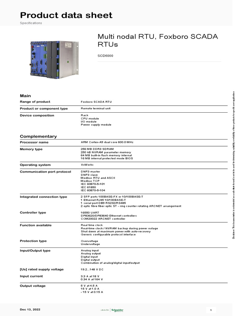 Foxboro SCD6000 RTU Specifications | PDF | Computer Networking ...