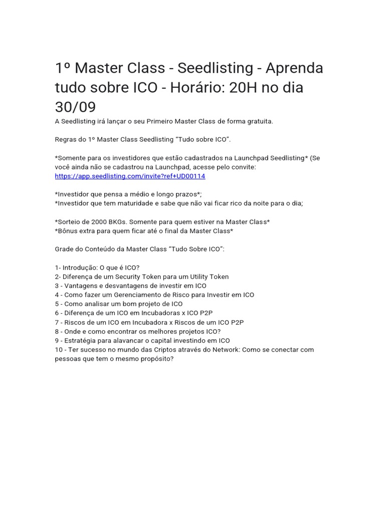 Master Class Gratuita sobre ICOs | PDF