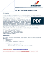 Vaga Engenharia Qualidade Processos