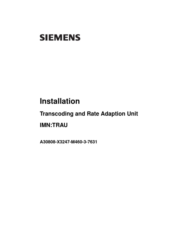 Installation: Transcoding and Rate Adaption Unit Imn:Trau | PDF ...