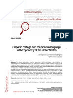 Hispanic Heritage and The Spanish Language in The Toponomy of The United States