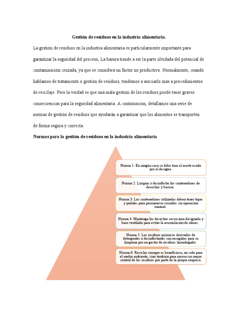 Gestión de Residuos en La Industria Alimentaria | PDF | Residuos ...