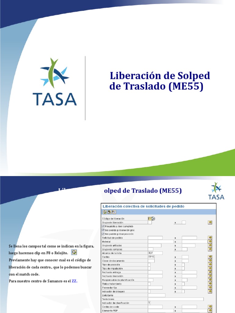 Liberación de Solped en SAP ME55 | PDF