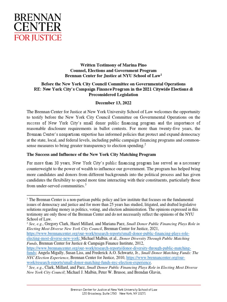 NYC Council Committee On Governmental Operations 12.13.22 Brennan