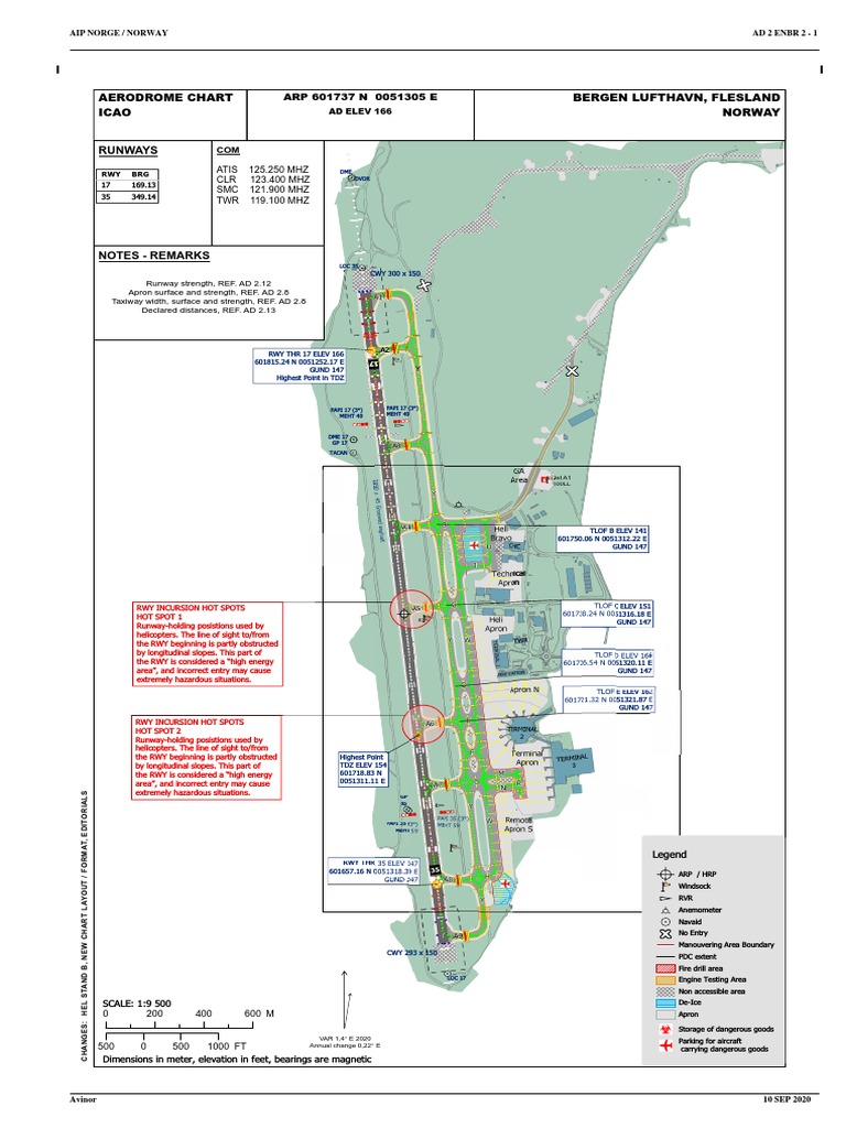 ICAO Bergen Aerodrome Chart | PDF | Transport | Transport Buildings And ...