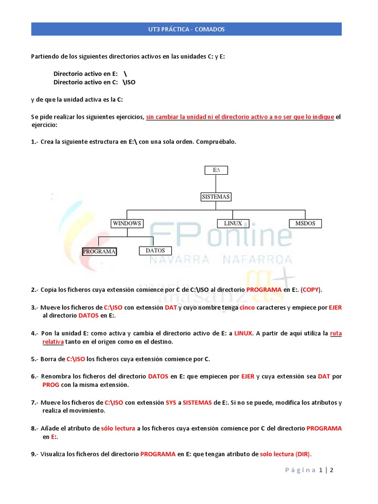 Practica Comandos | PDF | Archivo de computadora | Directorio (Computación)