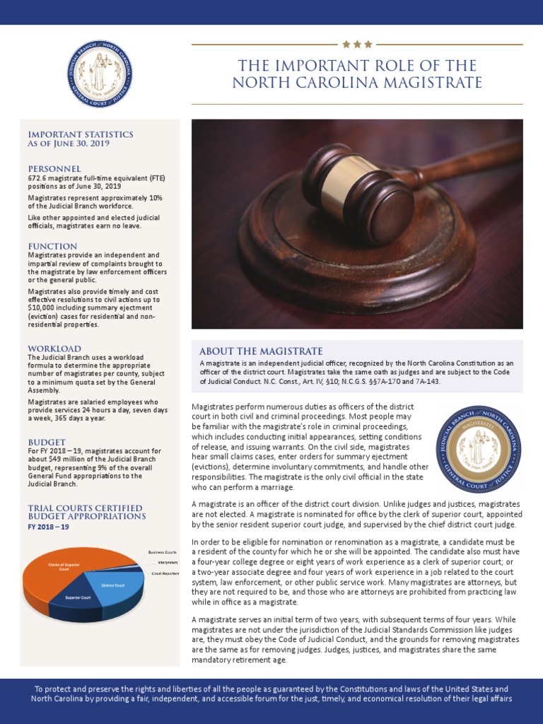 Role and Responsibilities of NC Magistrates | PDF | Magistrate | Judge