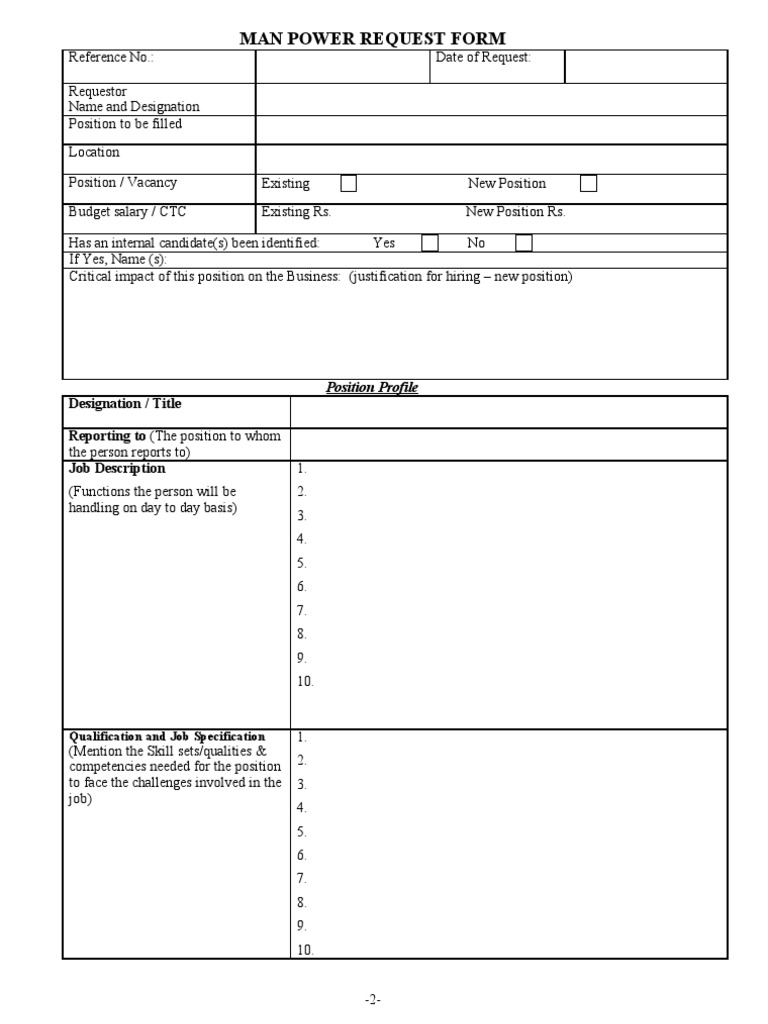 Manpower Request Form Template | PDF