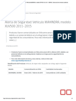 Alerta de Seguridad - Vehículo MAHINDRA, Modelo XUV500 2011-2015 - SERNAC - Información de Mercados y Productos