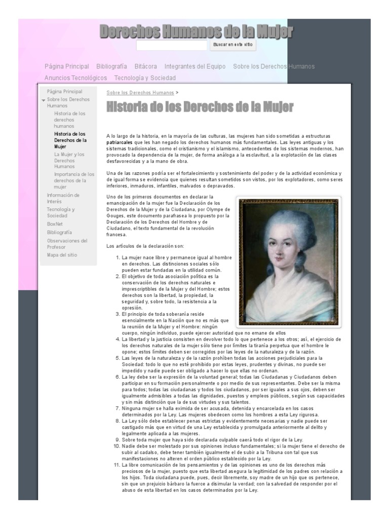 Historia de Los Derechos de La Mujer - Derechos Humanos de La Mujer ...