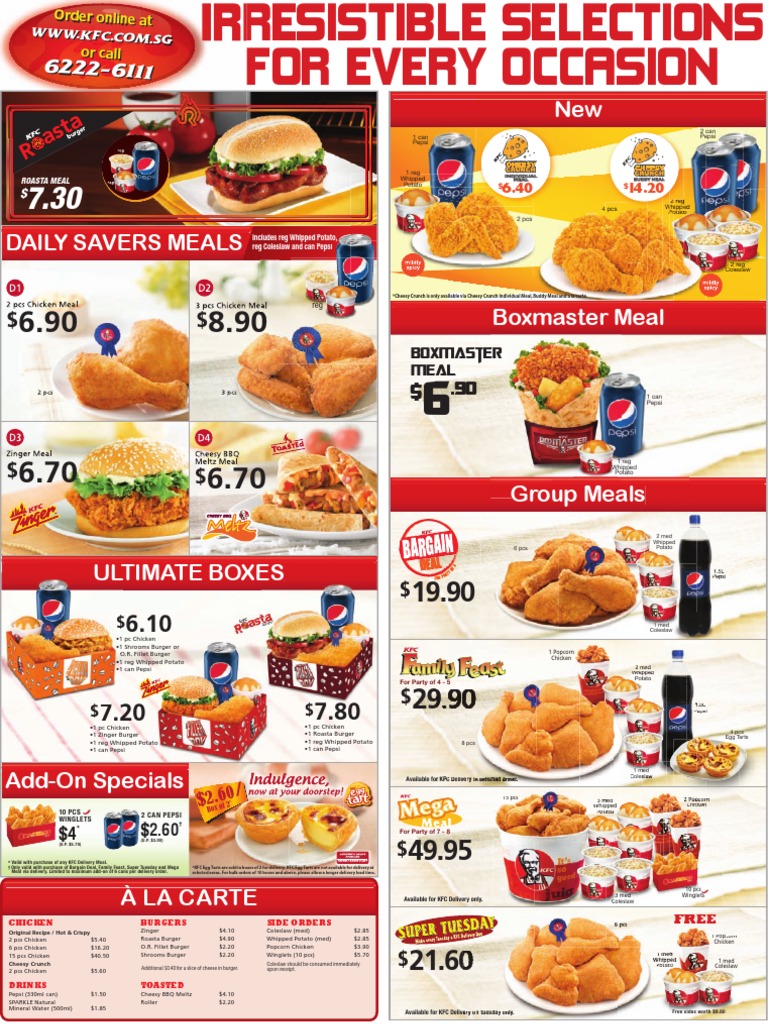 KFC Delivery Menu | Master Card | Visa Inc.