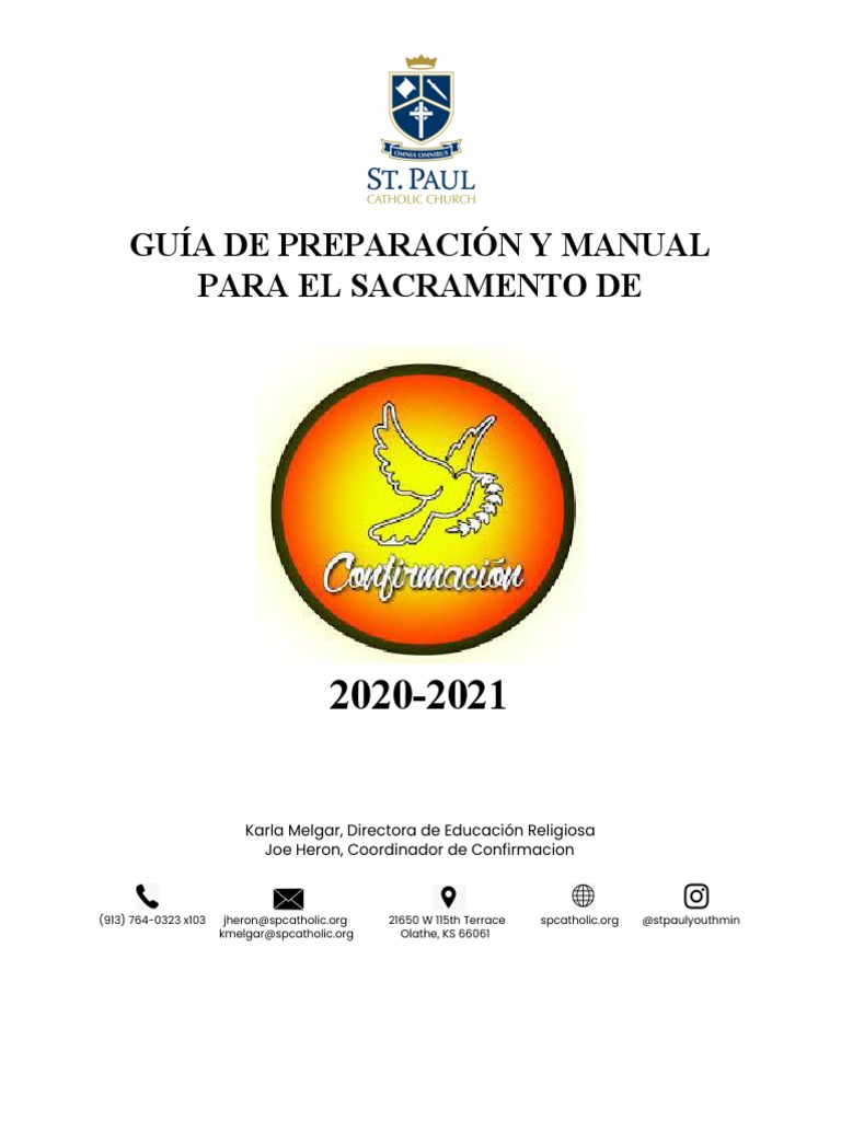 Confirmation Handbook Spanish PDF Confirmación Padrino