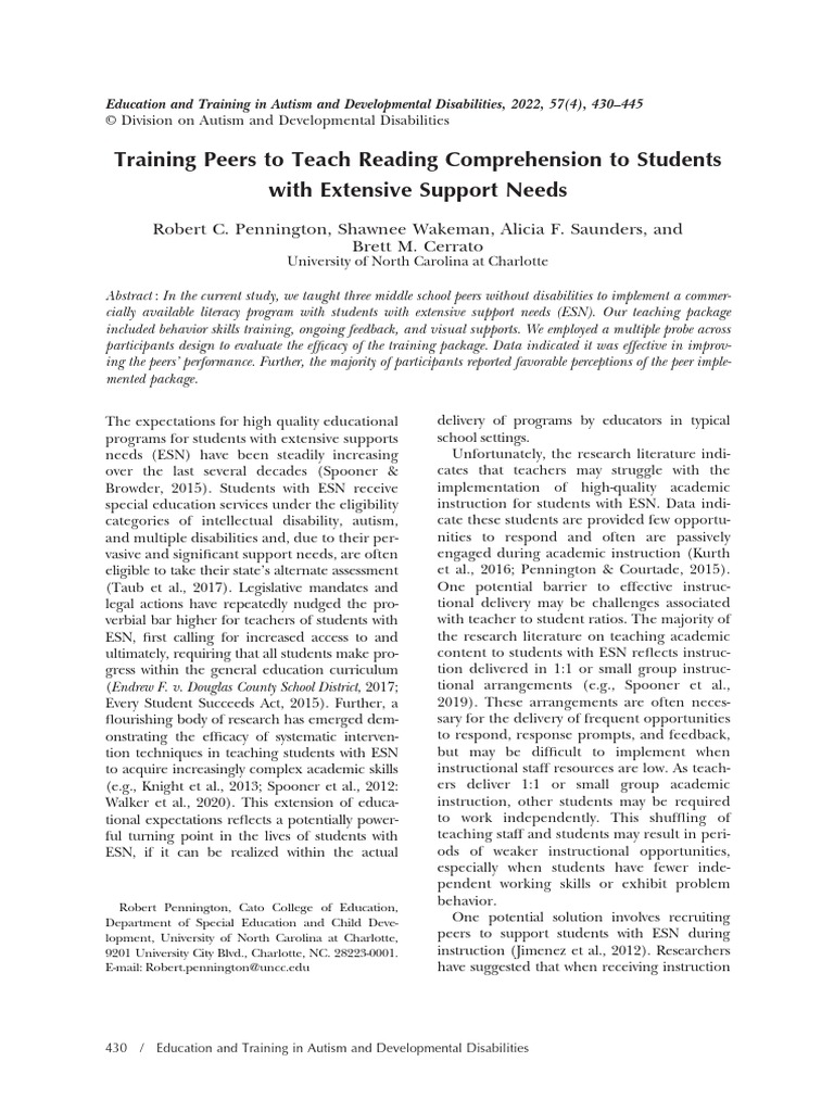 Training Peers To Teach Reading Comprehension To Students | PDF ...