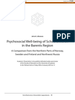 Psychosocial Well-Being of Schoolchildren in The Barents Region