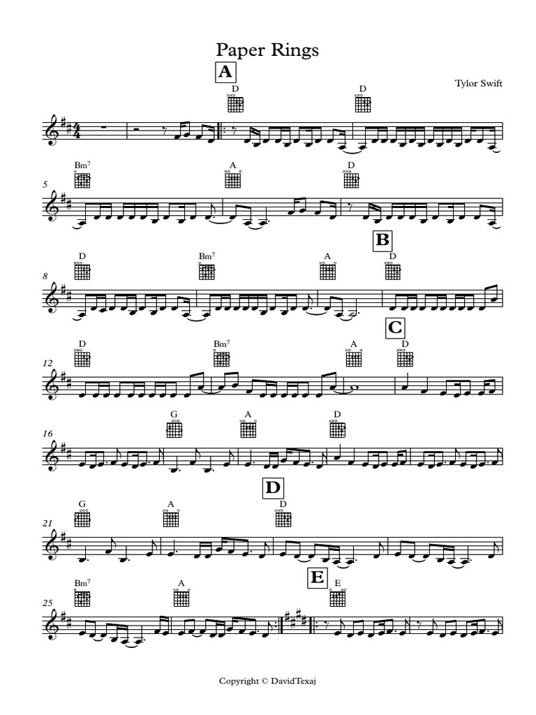 Paper Rings Partitura Completa PDF
