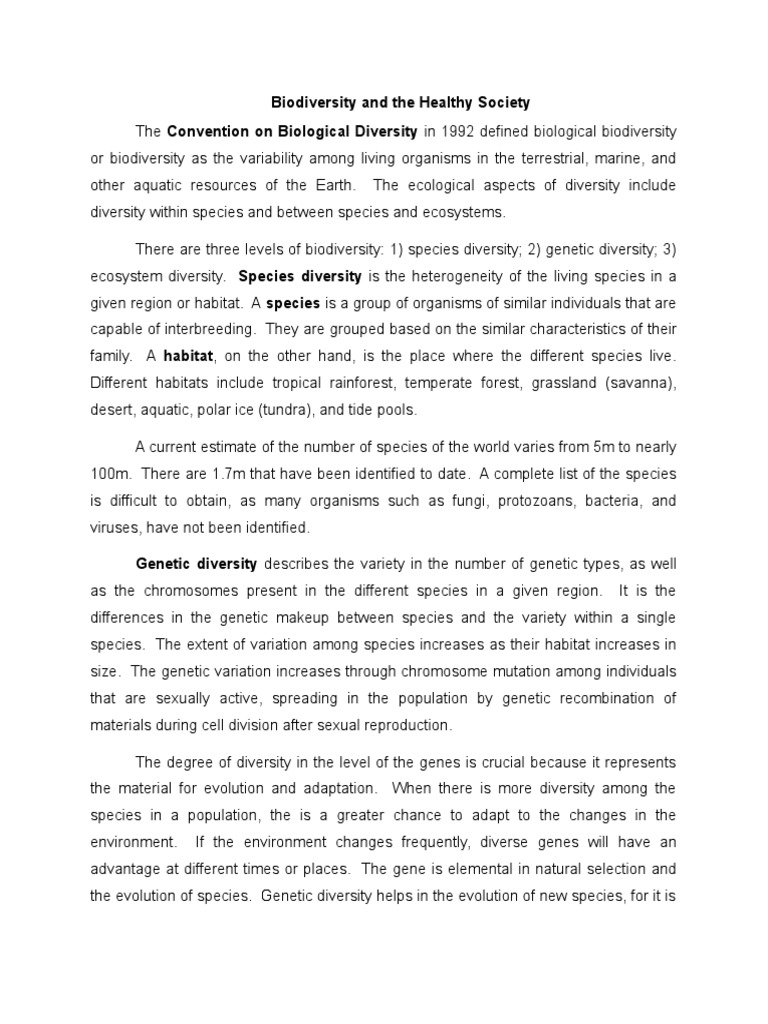 Understanding Biodiversity's Impact | PDF | Biodiversity | Habitat ...