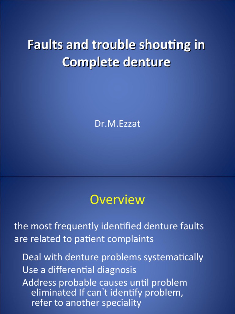 Complete Denture Faults and Solutions | PDF | Dentures | Health Sciences