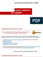 Documentos necessários para cadastro no CAGEF