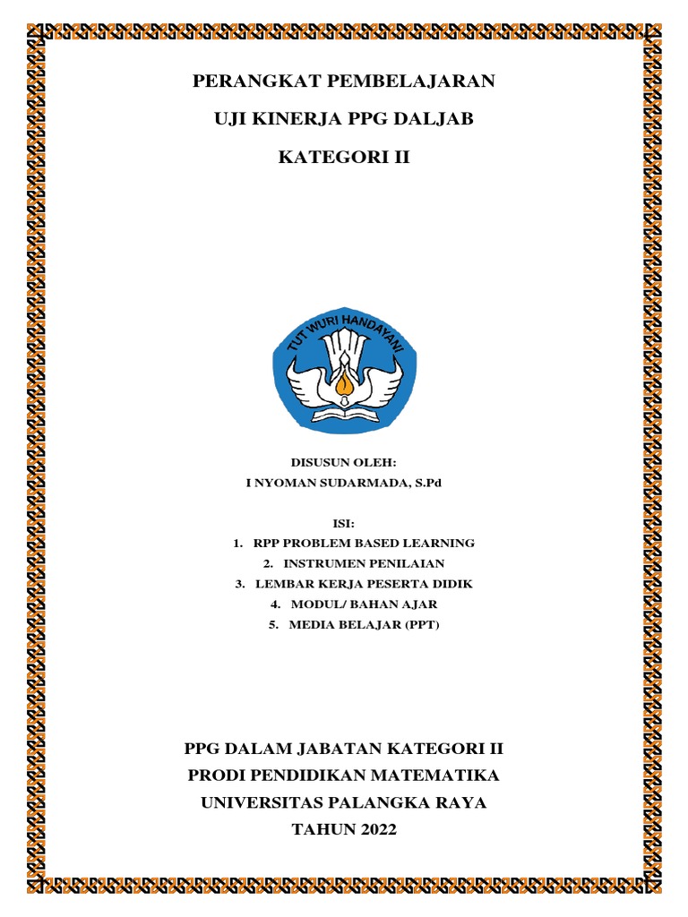 RPP & Instrumen Penilaian UKIN PBL - FUNGSI - I Nyoman Sudarmada | PDF