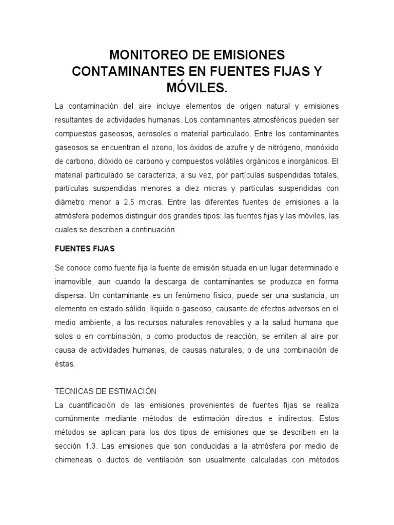 Monitoreo de Emisiones Contaminantes | PDF | La contaminación del aire ...