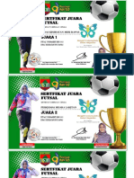 Sertifikat Juara Futsal Dinas Kesehatan Musi Rawas