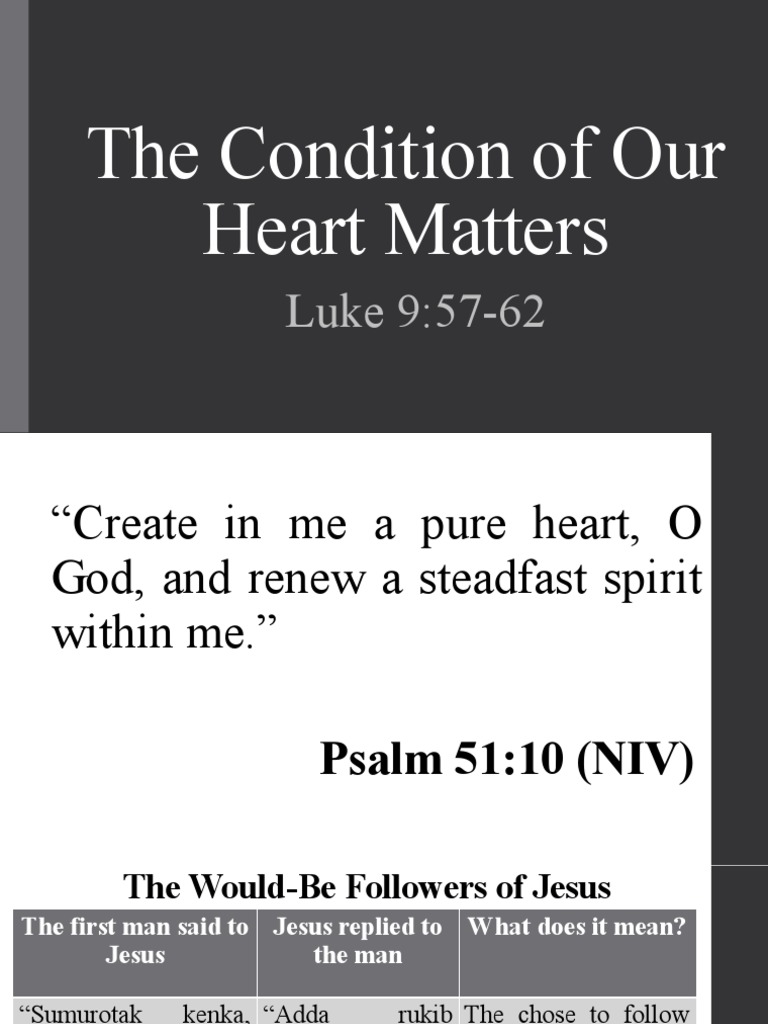 Sunday School-The Condition of Our Heart Matters | PDF | Theology ...